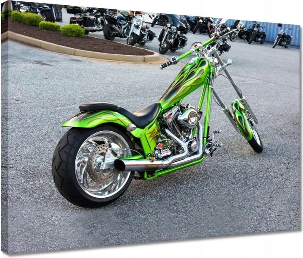 Vászonkép 40x30 Lime chopper Motor