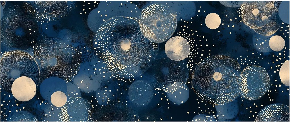 Kép - Kék-arany gyűrűk (120x50 cm)