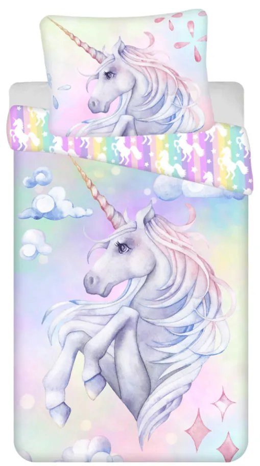 Unikornis Pastel Rainbow ágyneműhuzat 140×200cm, 70×90 cm