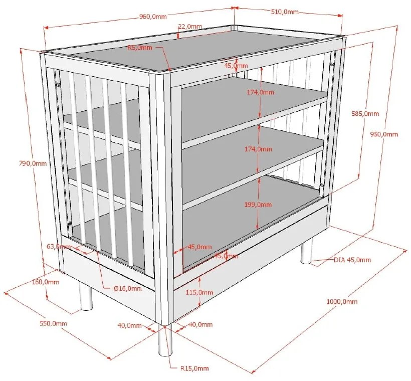 Fehér bükkfa gyerek komód pelenkázó feltéttel 100x95x55 cm Forrest – Vipack