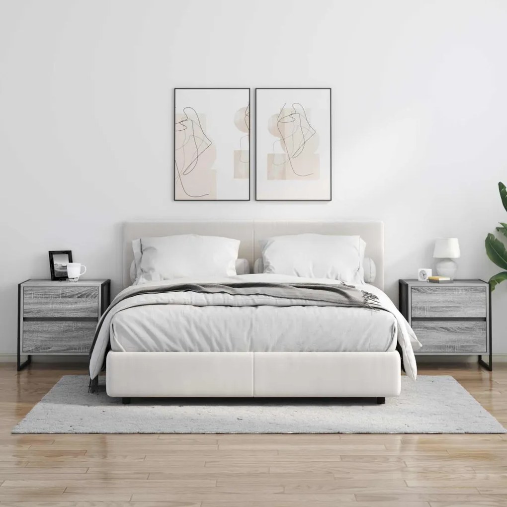 vidaXL Éjjeli asztal 2 pcs Szürke Sonoma 50 x 39.5 x 50 cm Faanyag