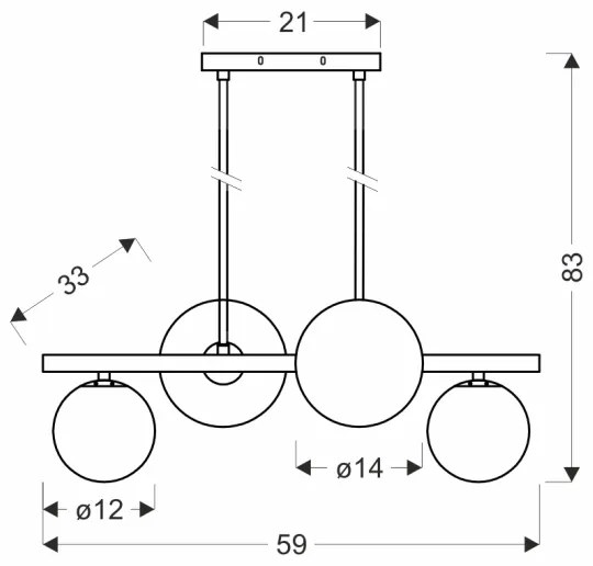 Csillár zsinóron KAMA 4xG9/28W/230V fekete/füstös fekete