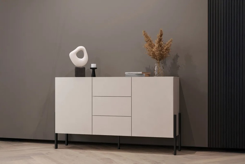 Komod fiokokkal Wezilo 154 cm - kasmír / fekete Lábak