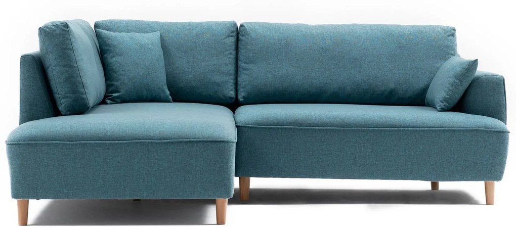 Design sarokkanapé Waldina 236 cm türkiz - bal oldalas