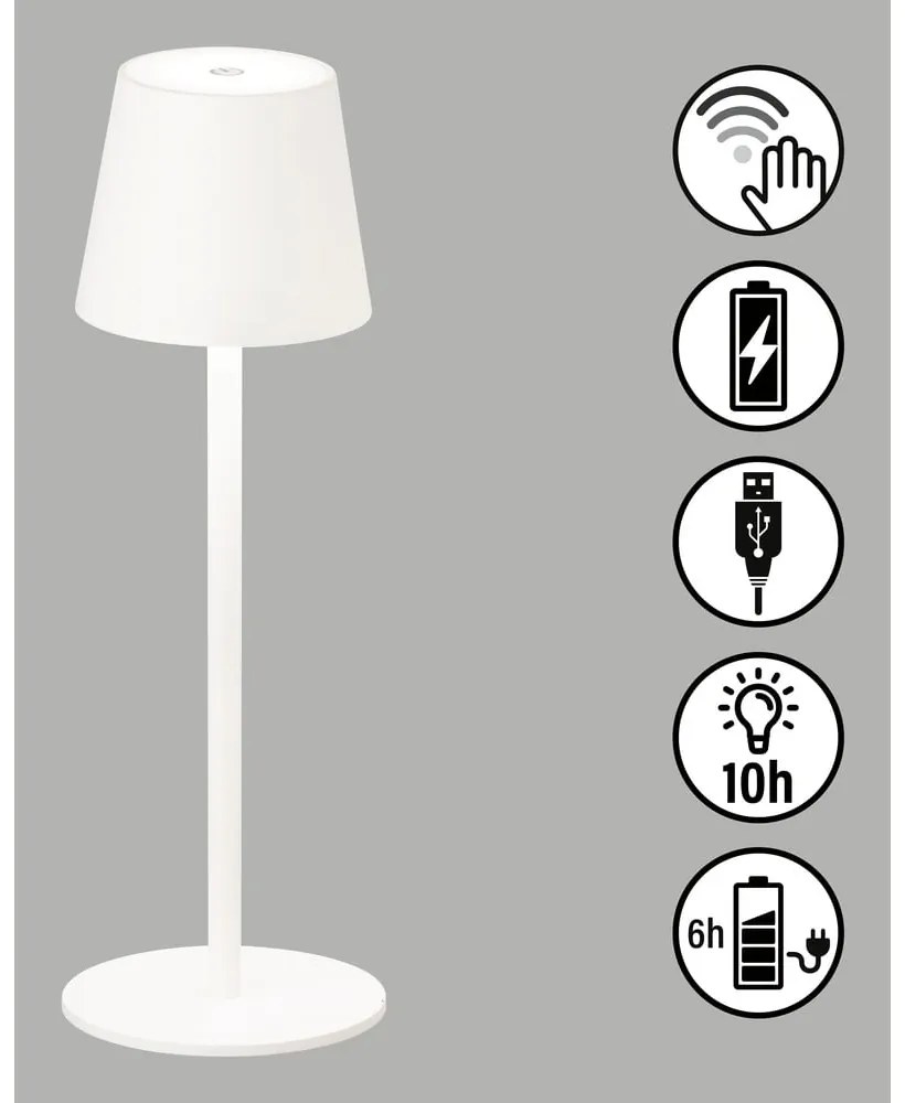 Fehér LED szabályozható-mozgásérzékelős asztali lámpa fém búrával (magasság 38 cm) Tropea – Fischer &amp; Honsel