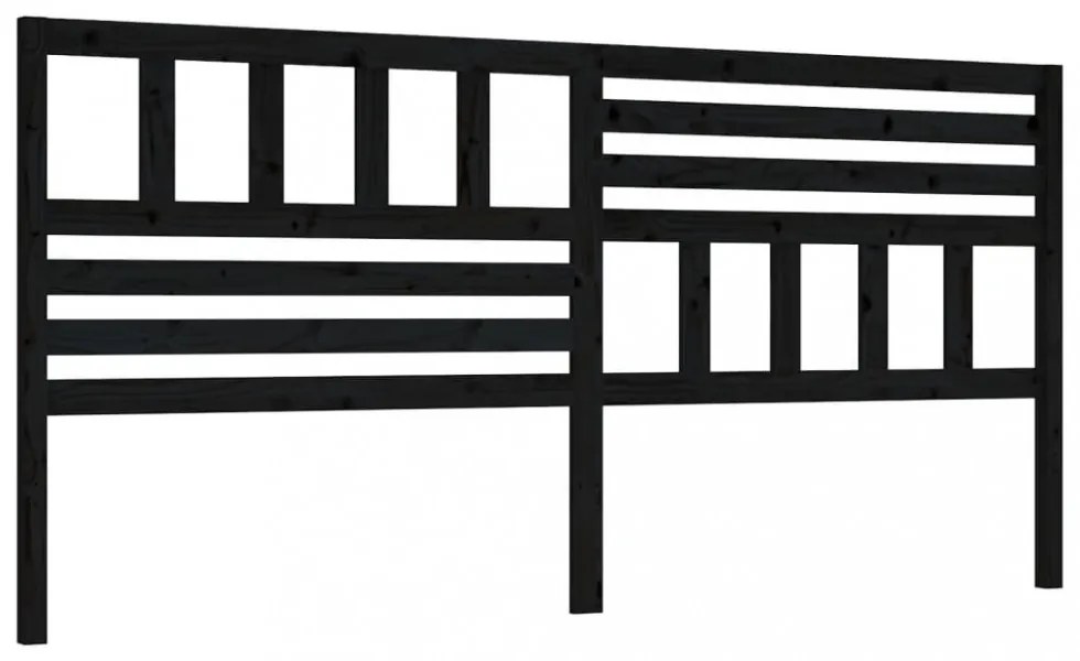 fekete tömör fenyőfa ágyfejtámla 206 x 4 x 100 cm