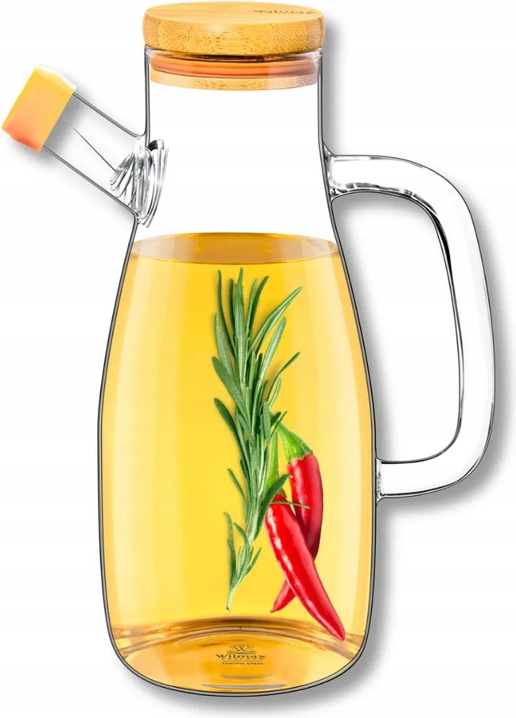 Wilmax bambusz fedéllel ellátott olajos üvegpalack 1000 ml