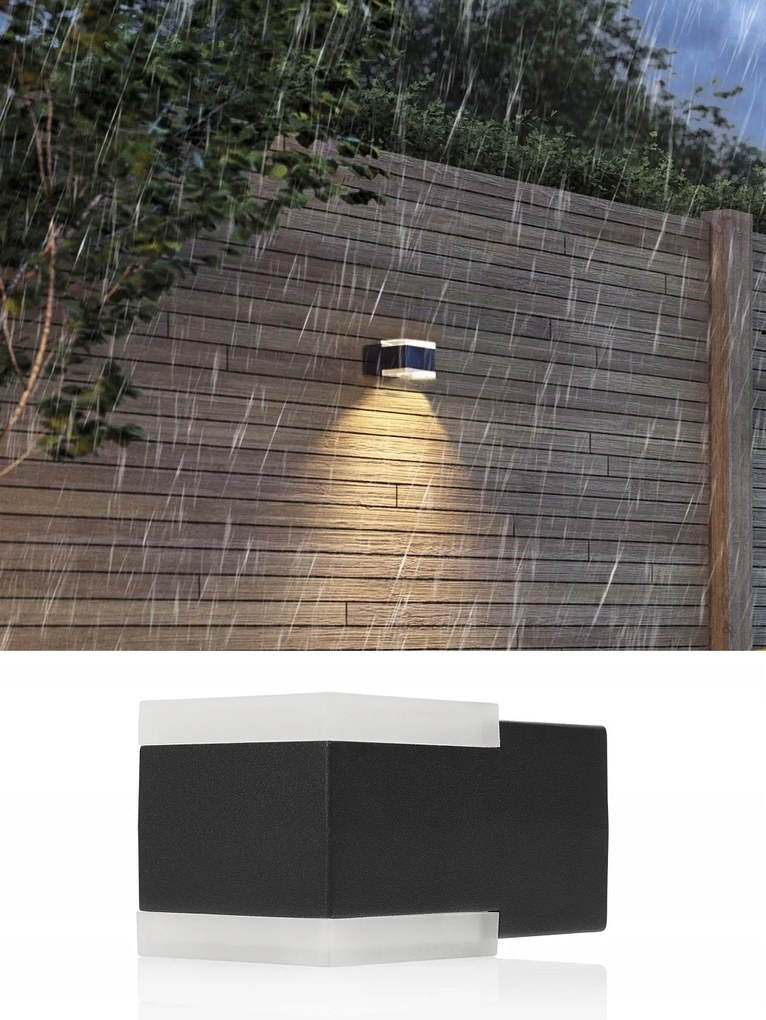 Modern Alumínium Kültéri Led fali lámpa Fekete IP44 800lm 12W