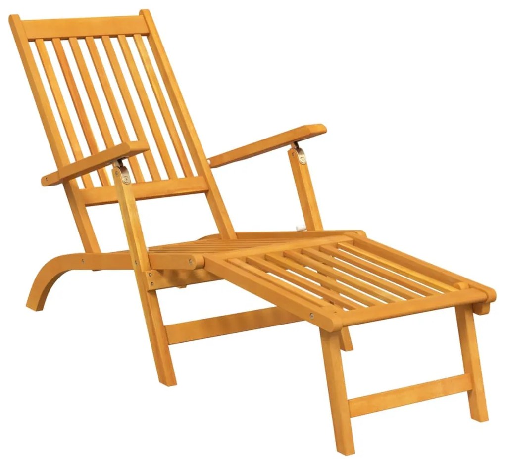 Tömör akácfa kültéri nyugágyak lábtartókkal és asztallal