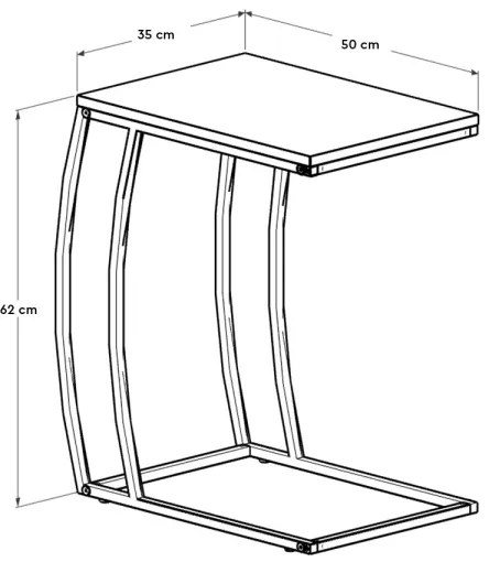 Kisasztal 65x35 cm fekete