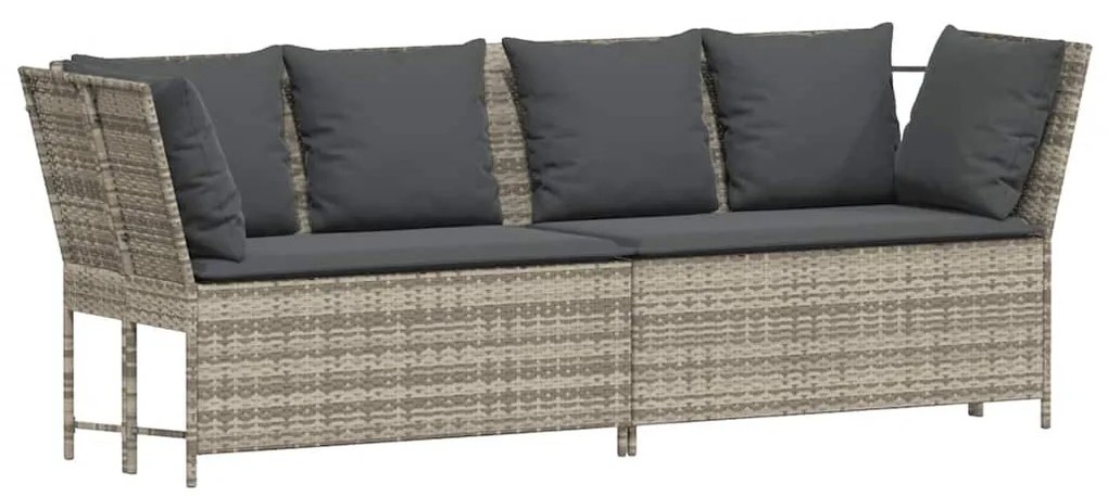 világosszürke polyrattan kerti kanapé párnával