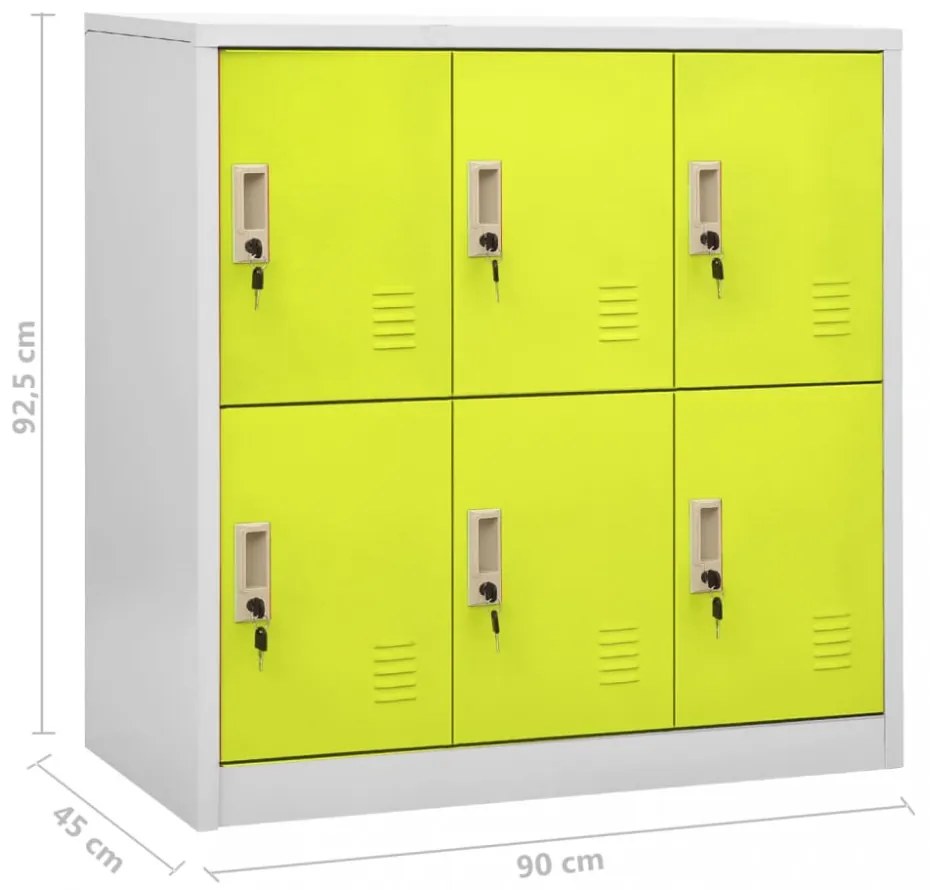 5 db világosszürke-zöld acél zárható szekrény 90 x 45 x 92,5 cm