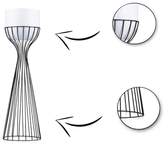 Fém virágcserép LOFT 68x20 cm fekete/fehér