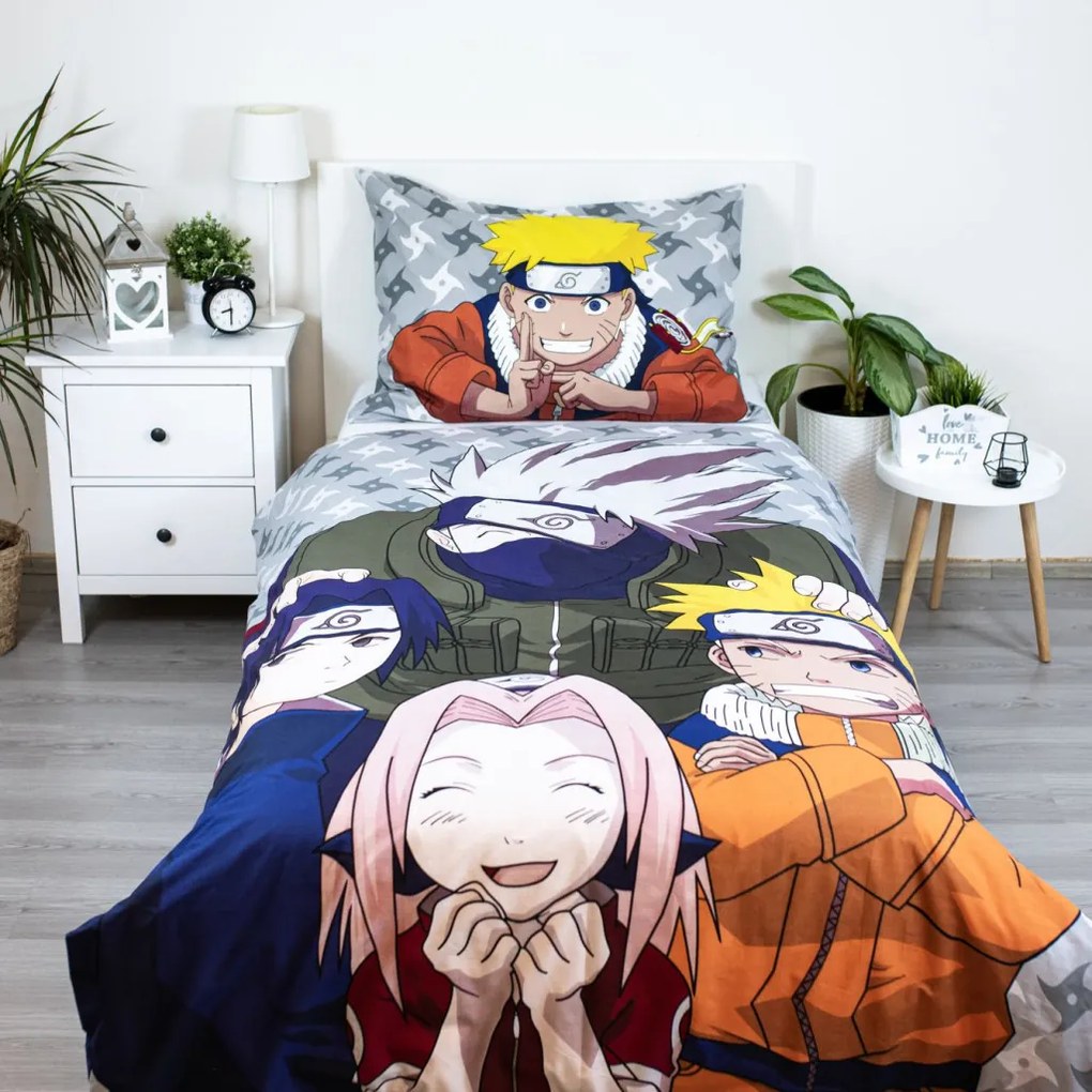 Naruto Grey ágyneműhuzat 140×200cm, 70×90 cm