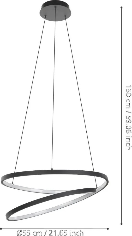 EGLO 900472 RUOTALE Modern Led Függesztett Lámpa Fehér, Fekete LED IP20