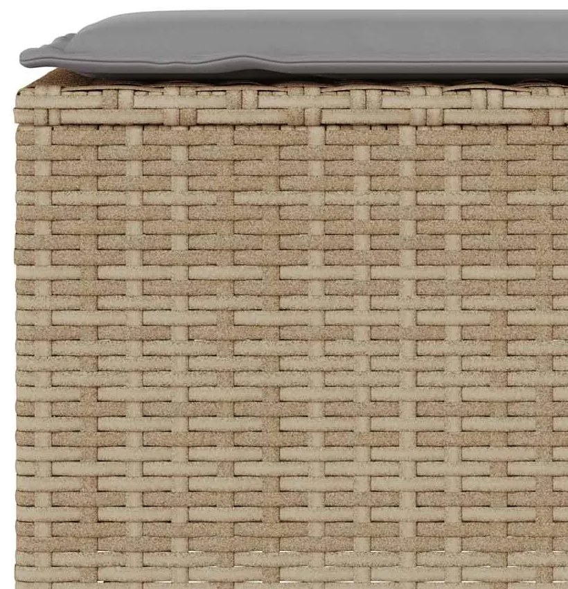 bézs polyrattan kerti pad párnával 110x30x40,5 cm