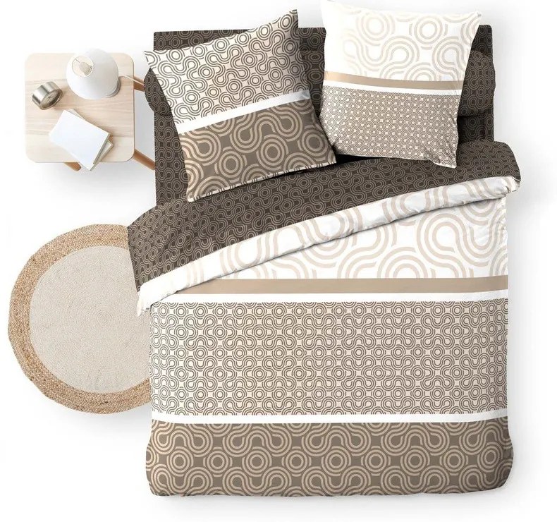 Barna kétszemélyes-hosszabbított pamut ágyneműhuzat lepedővel-hatrészes 240x220 cm Pacha – douceur d'intérieur