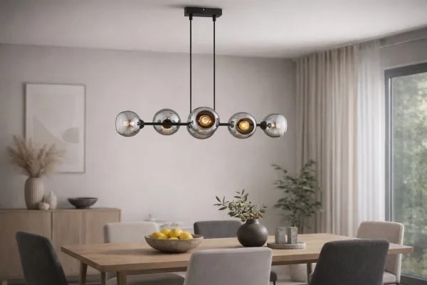 Brilagi - Csillár kábellel DIOR 6xE27/60W/230V fekete/füstszürke