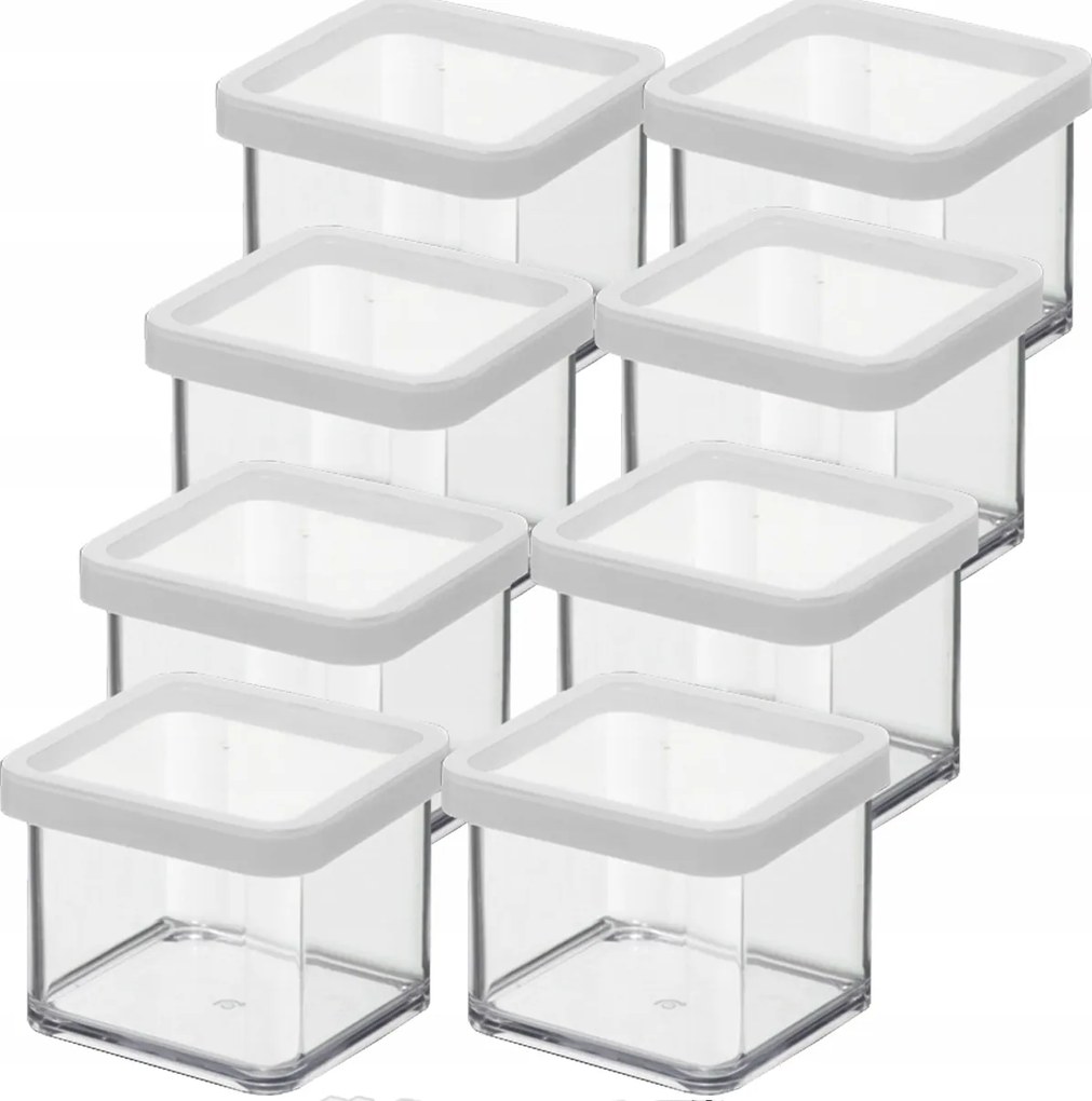 Rotho 8 Db-os Ételtároló Szett Ömlesztett Árukhoz 0,5L Fehér Loft