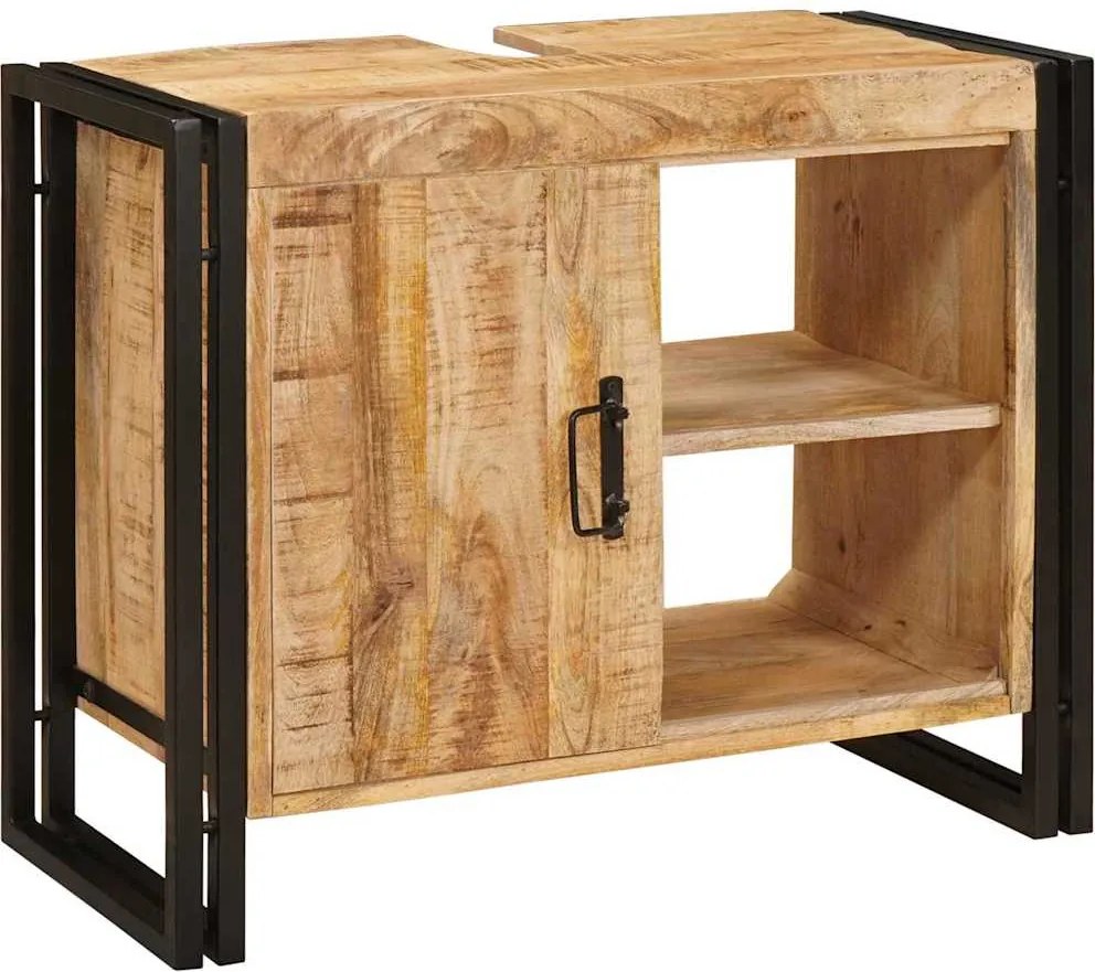 vidaXL Mosdókagyló szekrény Barna 71 x 33 x 58 cm Tömör Mangófát