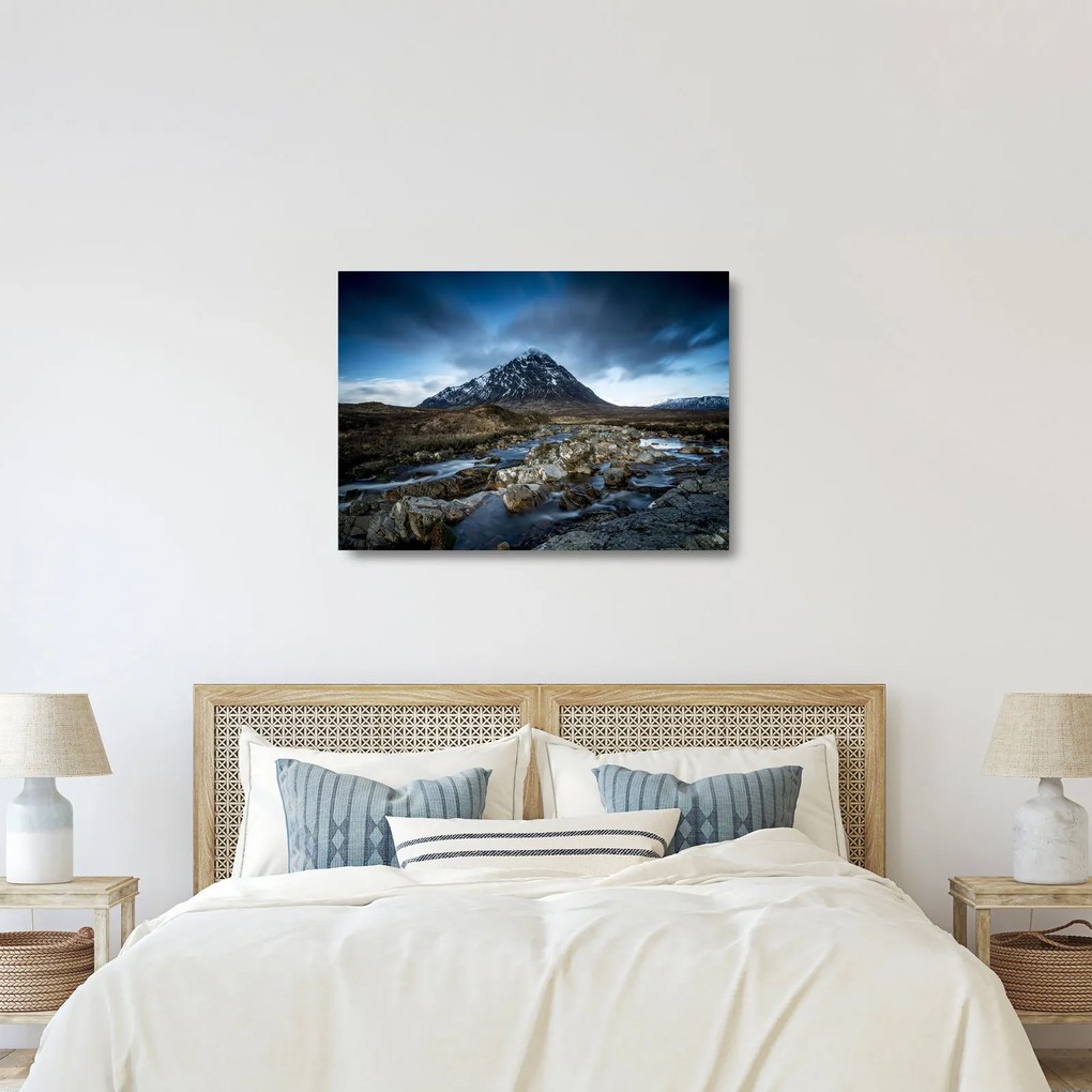 Hegy és a folyó képe (üvegen) (70x50 cm)