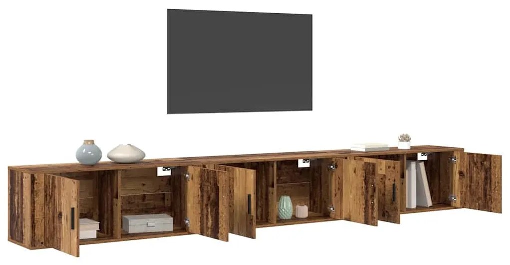 vidaXL Fali TV szekrény szett 3 pcs Öreg fa 100 x 34,5 x 40 cm Faanyag