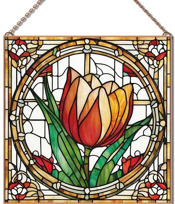 Stained-Glass-Tulip-5 üvegkép, falikép