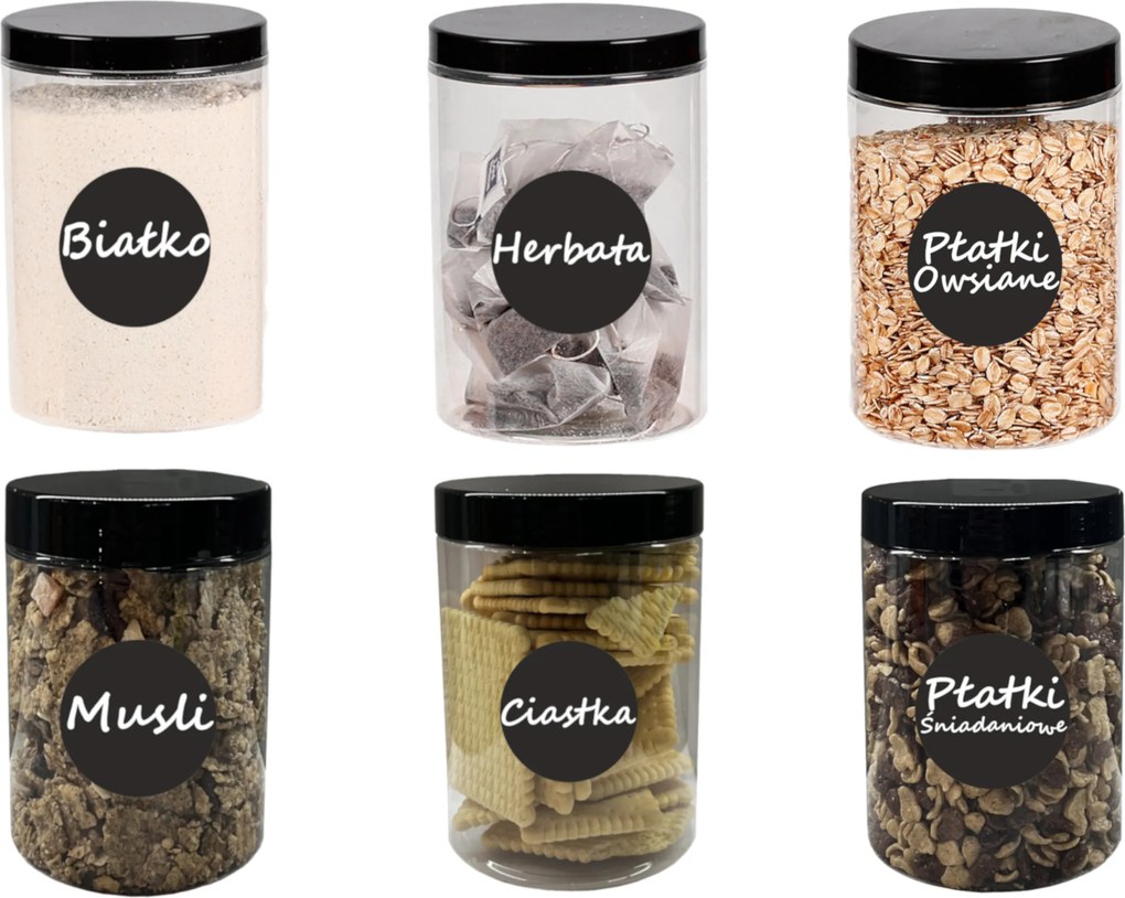 Befőttes üvegek ételtárolók tészta fűszerek 1000ml 6 db matricák