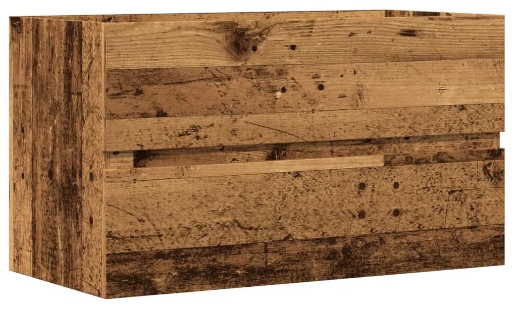 Antik fa színű szerelt fa függő fürdőszobaszekrény 80x38,5x45cm