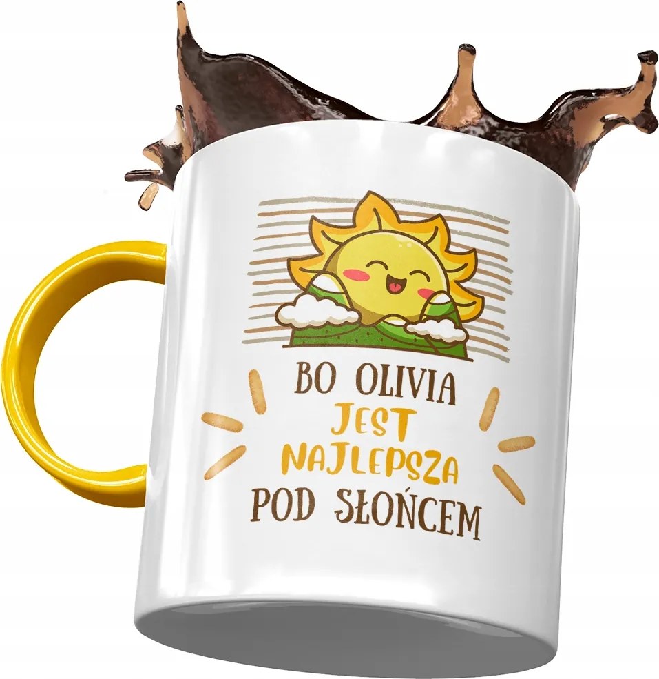 Sárga Bögre Olivia Barátnő Feleség Ajándék Nyomtatott Fotóval