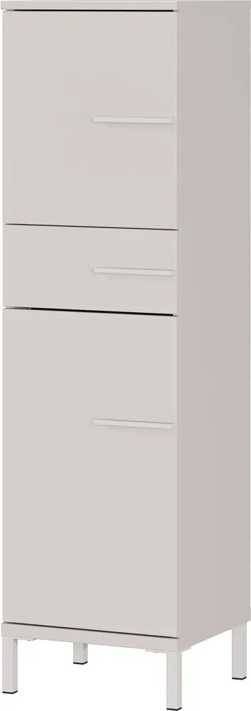 Krémszínű matt magas-keskeny fürdőszoba szekrény 34x123 cm Laurino – Germania