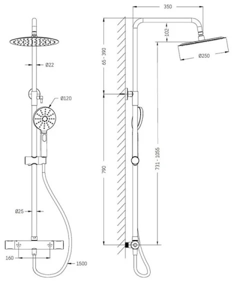 BATH DELUXE 31-120-07-64-00 - DRAGOR termosztátos zuhanyszett, fényes réz