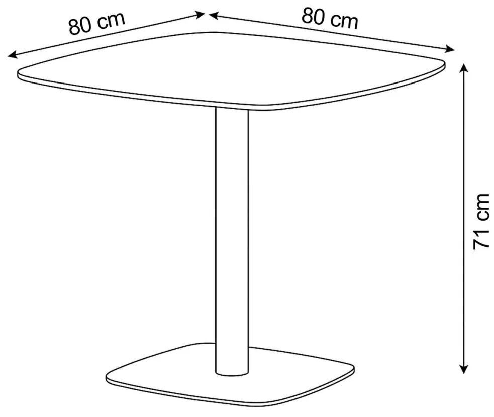 Étkezőasztal/Bisztróasztal Fehér Színben, MDF asztallap, fehér fém talp és asztalbázis