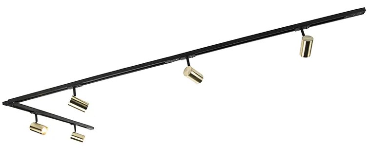 Okos sínrendszer fekete arannyal 1 fázisú 5 lámpás, beleértve a Wifi GU10-et - Jeana