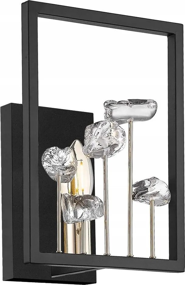 Fekete dekoratív fali lámpa Caroline keret glamour kristályok modern