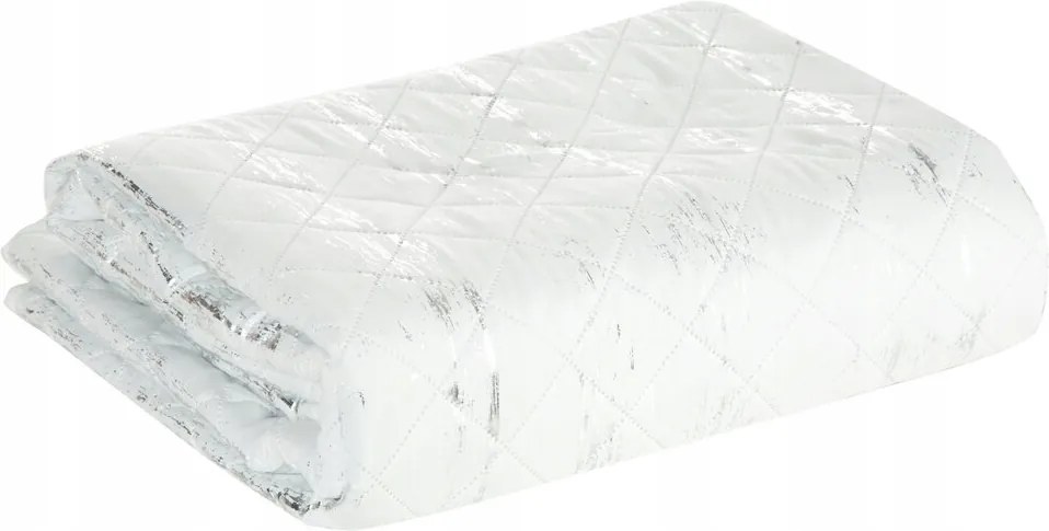 Dekoratív ágytakaró BLINK1 220x240 fehér steppelt ezüst csiszolt mintás