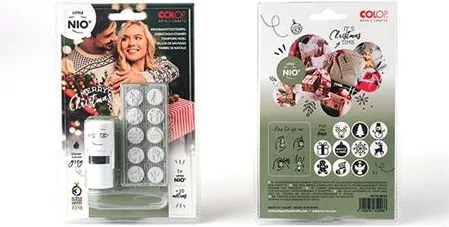 Bélyegző, kirakós, 10 motívummal, Nio Karácsony, fehér ház, fekete párnával (IC1510001)
