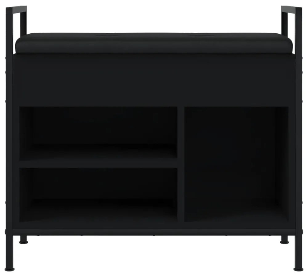 fekete szerelt fa cipőtároló pad 65,5 x 32 x 57,5 cm
