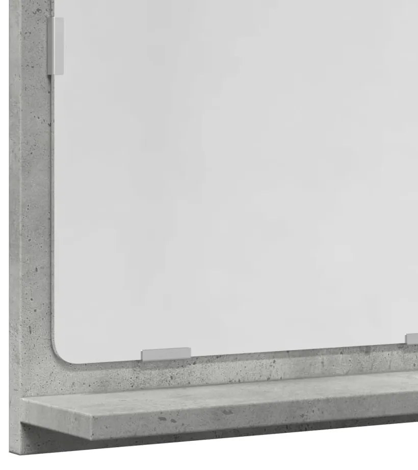 betonszürke szerelt fa tükrös fürdőszobaszekrény 60x11x37 cm