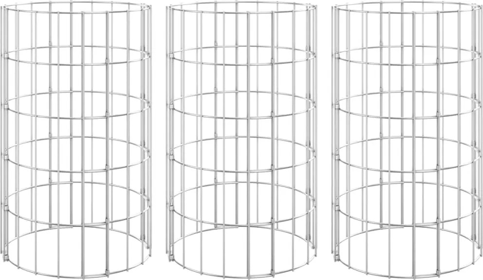 vidaXL 3 db kör alakú horganyzott acél gabion magaságyás Ø30 x 50 cm