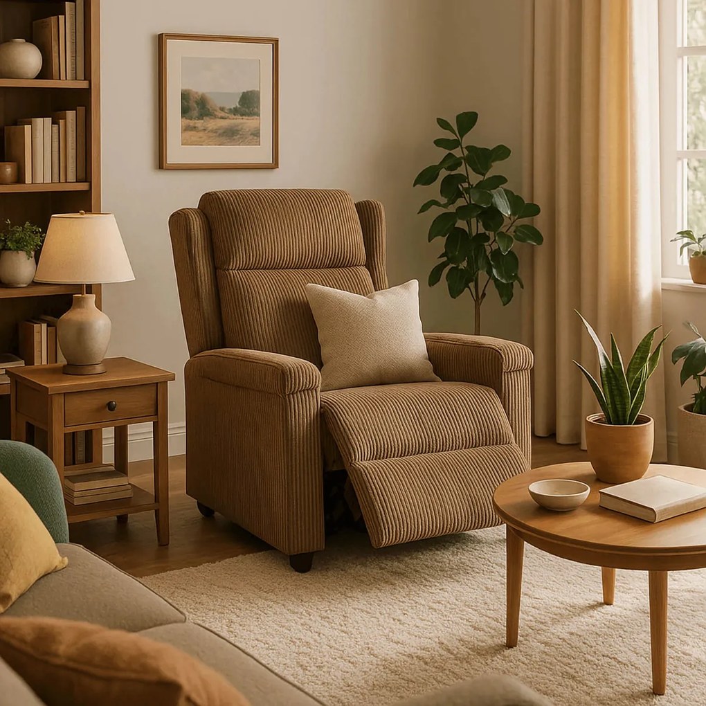 Fotel Rozkładany SPENCER Brązowy Sztruksowy