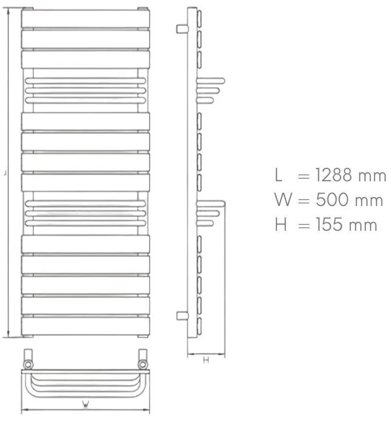 Design törölközőszárító radiátor fekete 500x1290mm Welland Lux | Készletről | Gyors kiszállítással