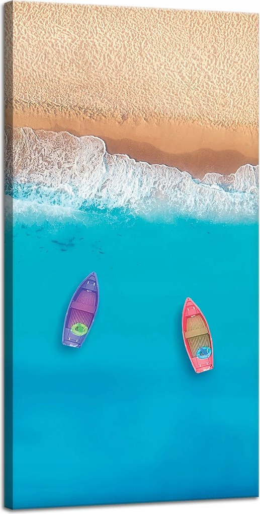 Vászonkép Csónakok a parton Homok Víz 40x80 cm Ideális ajándék