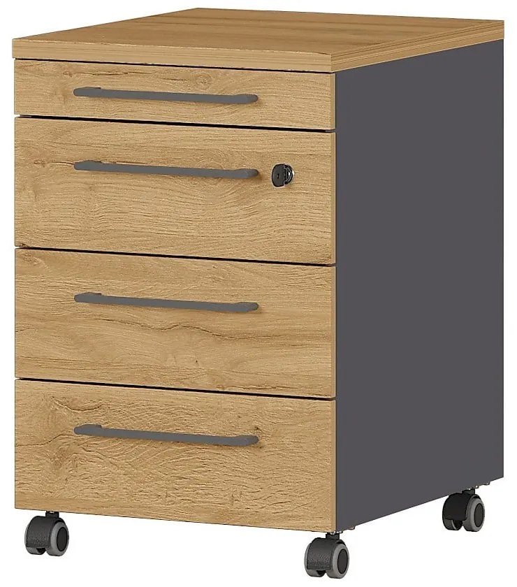 Antracitszürke-natúr színű szekrény tölgyfa dekorral 42x61 cm Agenda – Germania