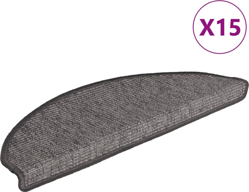 vidaXL 15 db bézs és szürke félkör alakú lépcsőszőnyeg 65 x 21 x 4 cm, nagy