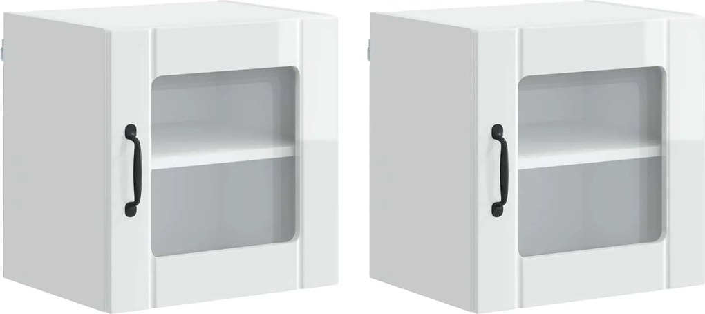 vidaXL Konyhaszekrény 2 pcs Magas Fényű Fehér 40 x 31 x 40 cm Faanyag