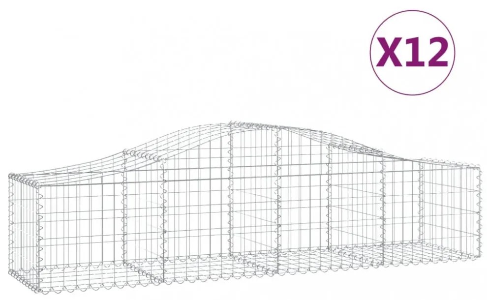 12 db íves horganyzott vas gabion kosár 200x50x40/60 cm