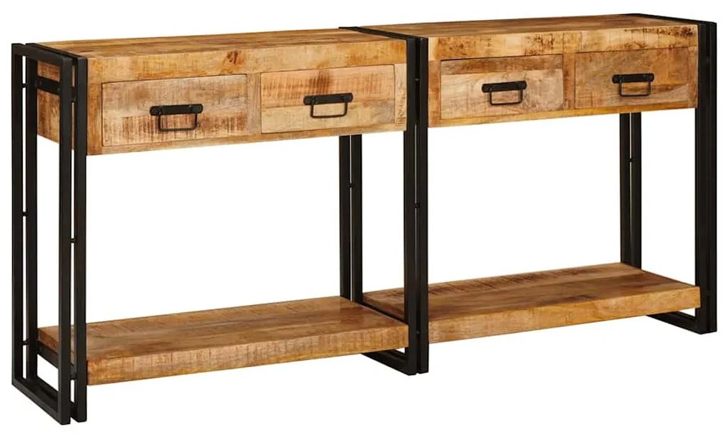 Konzolasztalok 2 pcs Barna 160 x 33 x 75 cm Tömör Mangófa