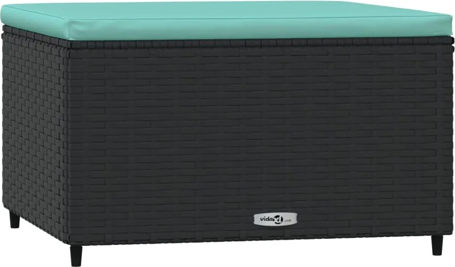 vidaXL fekete polyrattan kerti lábtartó párnával