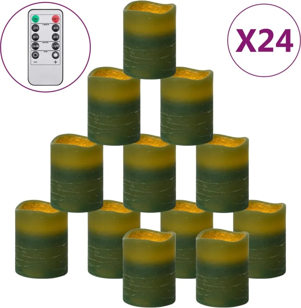 vidaXL 24 db lángmentes meleg fehér LED-es gyertya távirányítóval